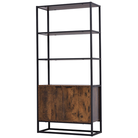 Storage Cabinet with 3 Open Shelves Cupboard Freestanding Tall Organizer Multifunctional Rack for Livingroom Bedroom Kitchen Rustic Brown - Gallery Canada