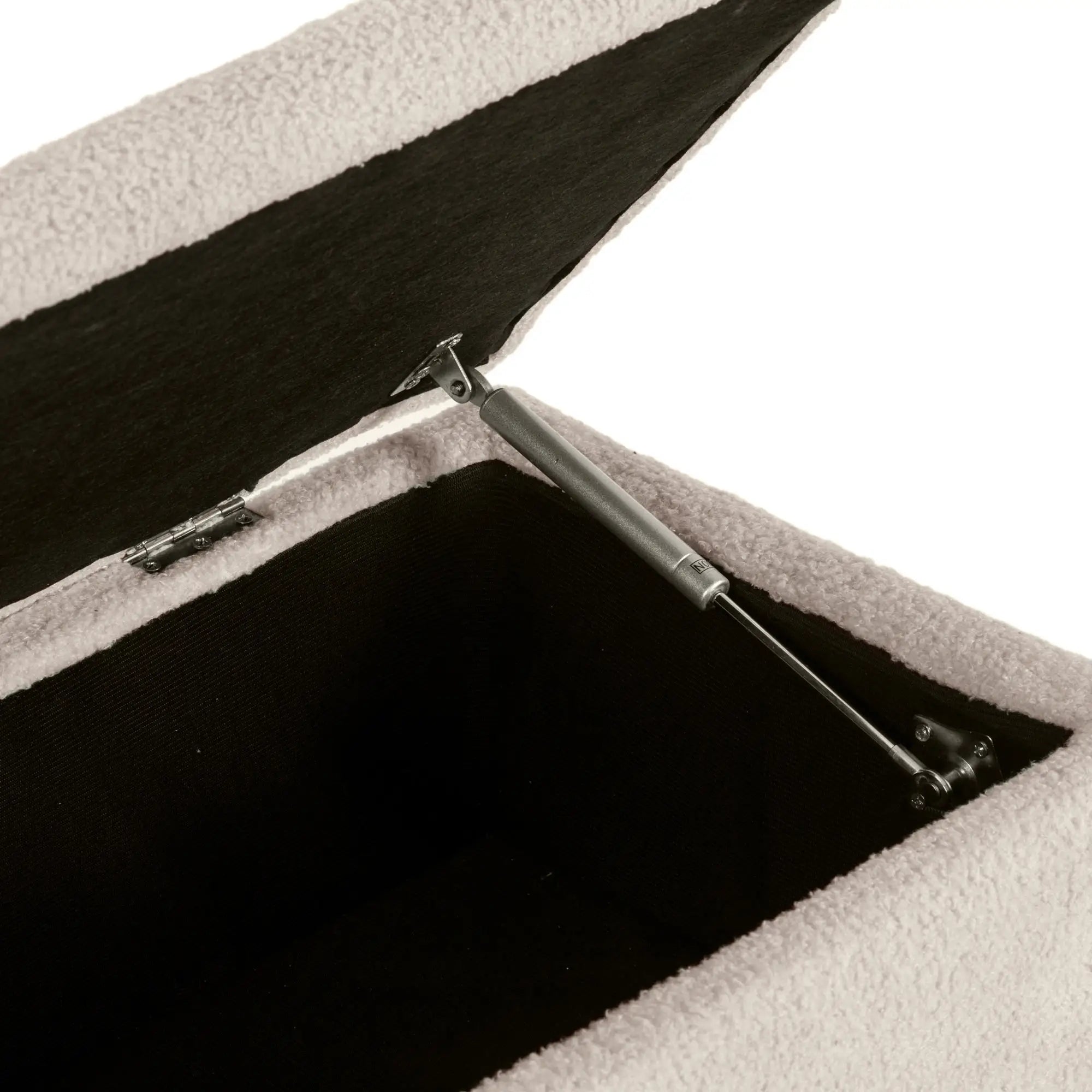 Modern Storage Bench, Ottoman with Lamb's Wool Upholstery, Cream White Storage Ottomans & Benches at Gallery Canada