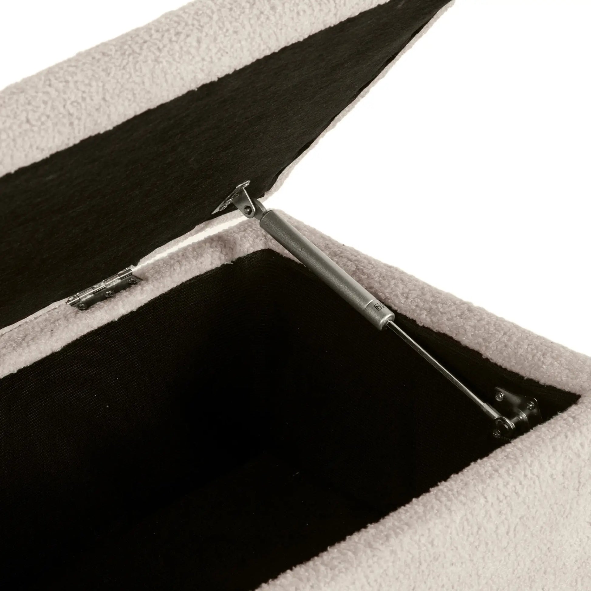 Modern Storage Bench, Ottoman with Lamb's Wool Upholstery, Cream White Storage Ottomans & Benches at Gallery Canada