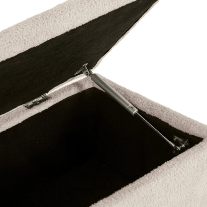 Modern Storage Bench, Ottoman with Lamb's Wool Upholstery, Cream White Storage Ottomans & Benches at Gallery Canada