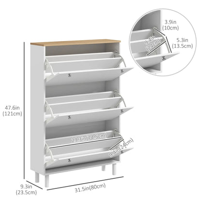 Shoe Storage, 3 Flip Drawers, Adjustable Shelves, 24 Pairs, White Shoe Storage Cabinets & Racks at Gallery Canada