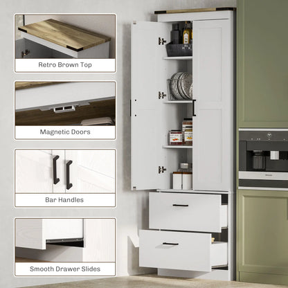 67" Tall Kitchen Pantry Cabinet, Doors, Drawers, Adjustable Shelves, Cream White Kitchen Pantry Cabinets at Gallery Canada