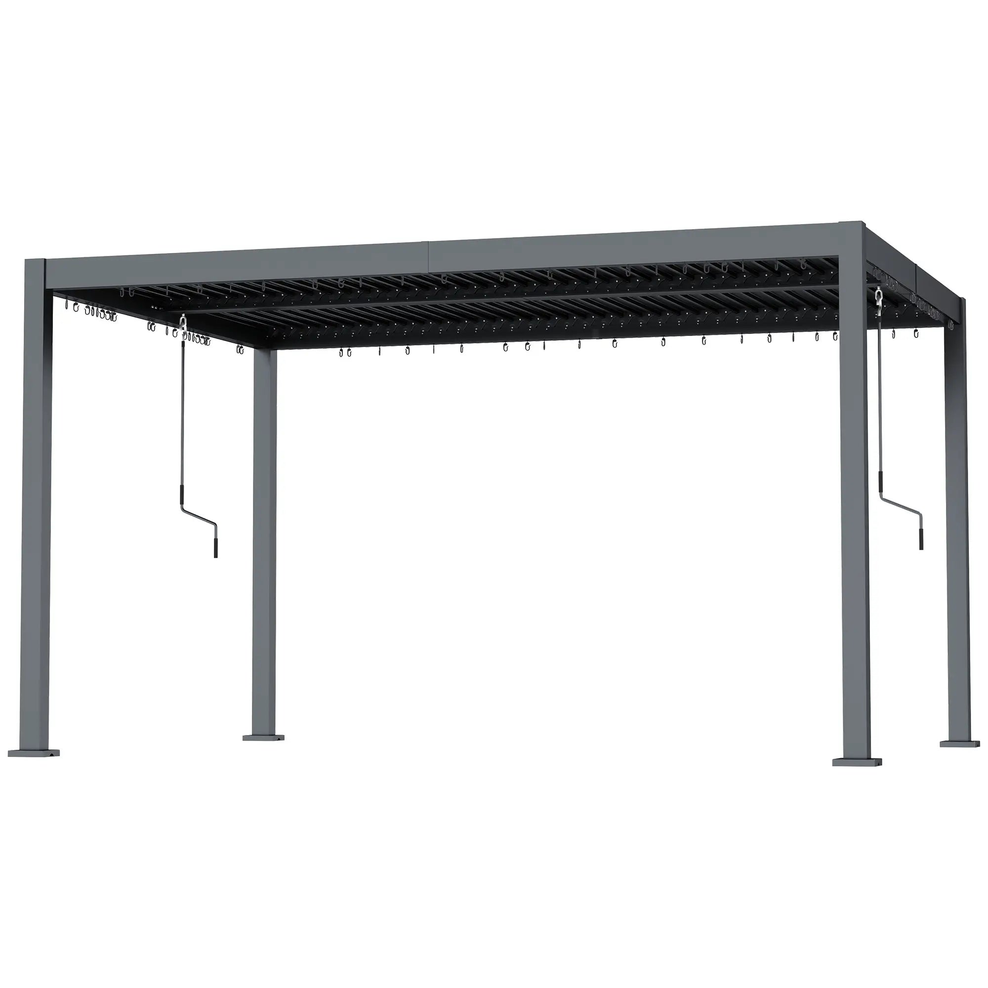 10' x 12' Adjustable Metal Roof Pergola, Aluminum Frame Outdoor Gazebo Pergolas Dark Grey at Gallery Canada