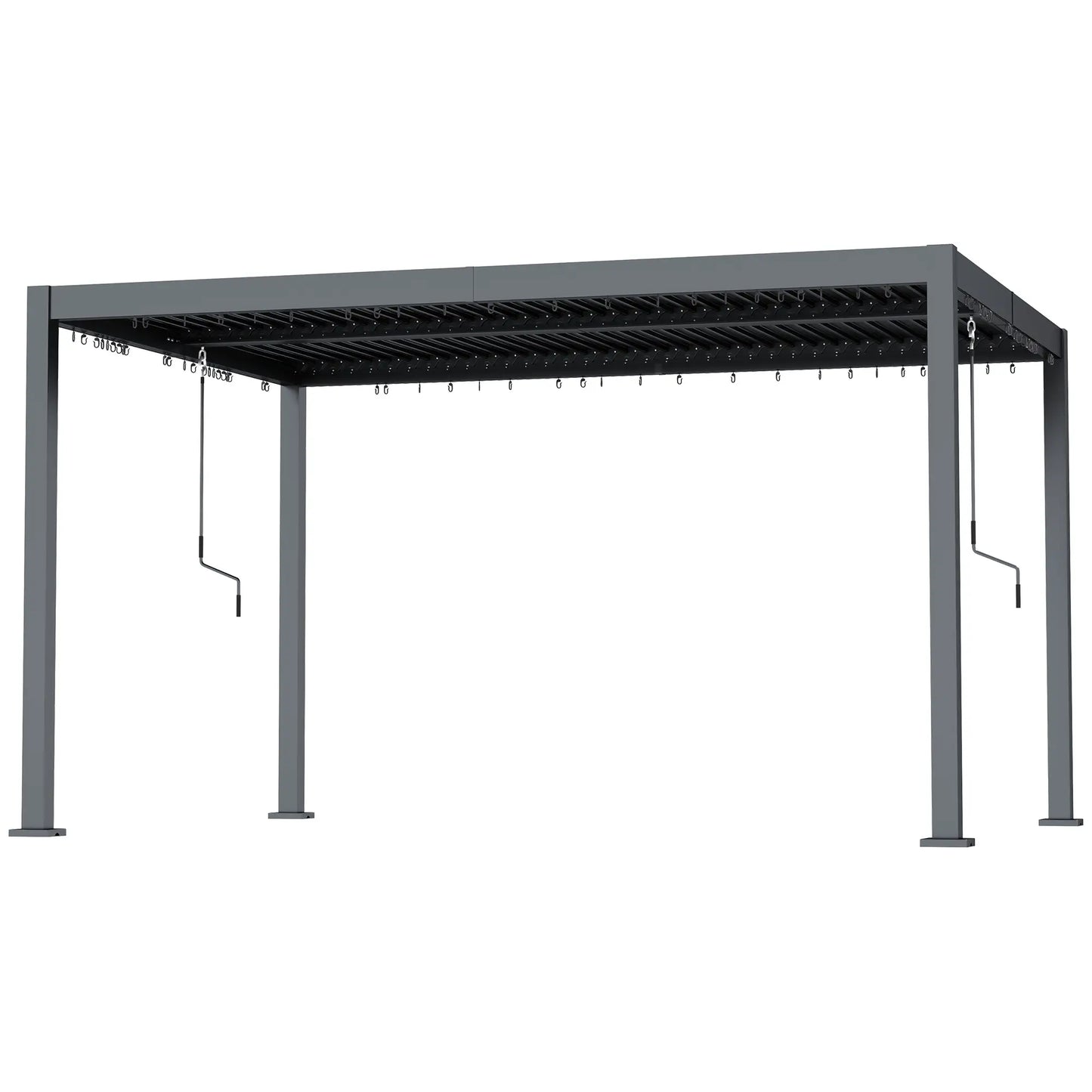 10' x 12' Adjustable Metal Roof Pergola, Aluminum Frame Outdoor Gazebo Pergolas Dark Grey at Gallery Canada