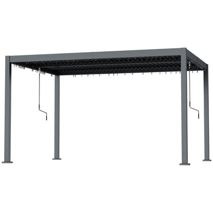 10' x 12' Adjustable Metal Roof Pergola, Aluminum Frame Outdoor Gazebo Pergolas Dark Grey at Gallery Canada