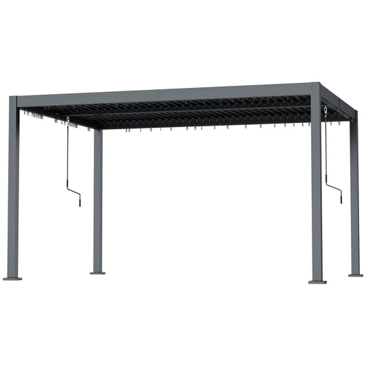 10' x 12' Adjustable Metal Roof Pergola, Aluminum Frame Outdoor Gazebo Pergolas Dark Grey at Gallery Canada