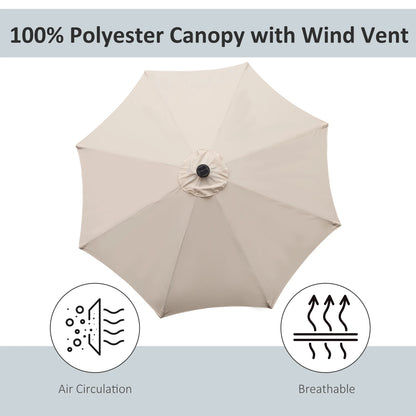 8.8ft Solar Patio Umbrella, 24 LED Lights, Tilt Canopy, Cream Sun Umbrellas at Gallery Canada