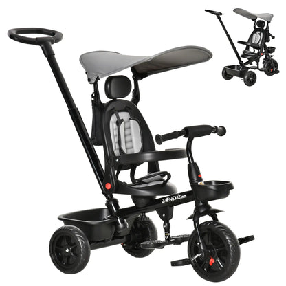 Kids Tricycle, 4 In 1 Trike, Adjustable Seat, Removable Canopy, Grey Tricycles for Kids Grey, Black at Gallery Canada