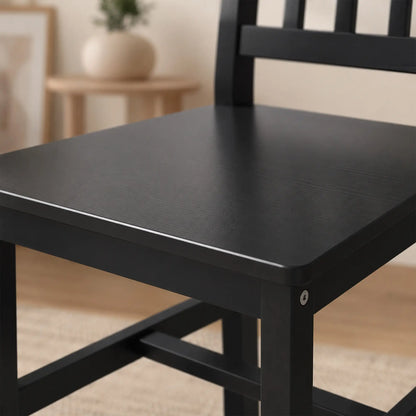Set of 2 Kitchen Chairs with Slat Back, Black