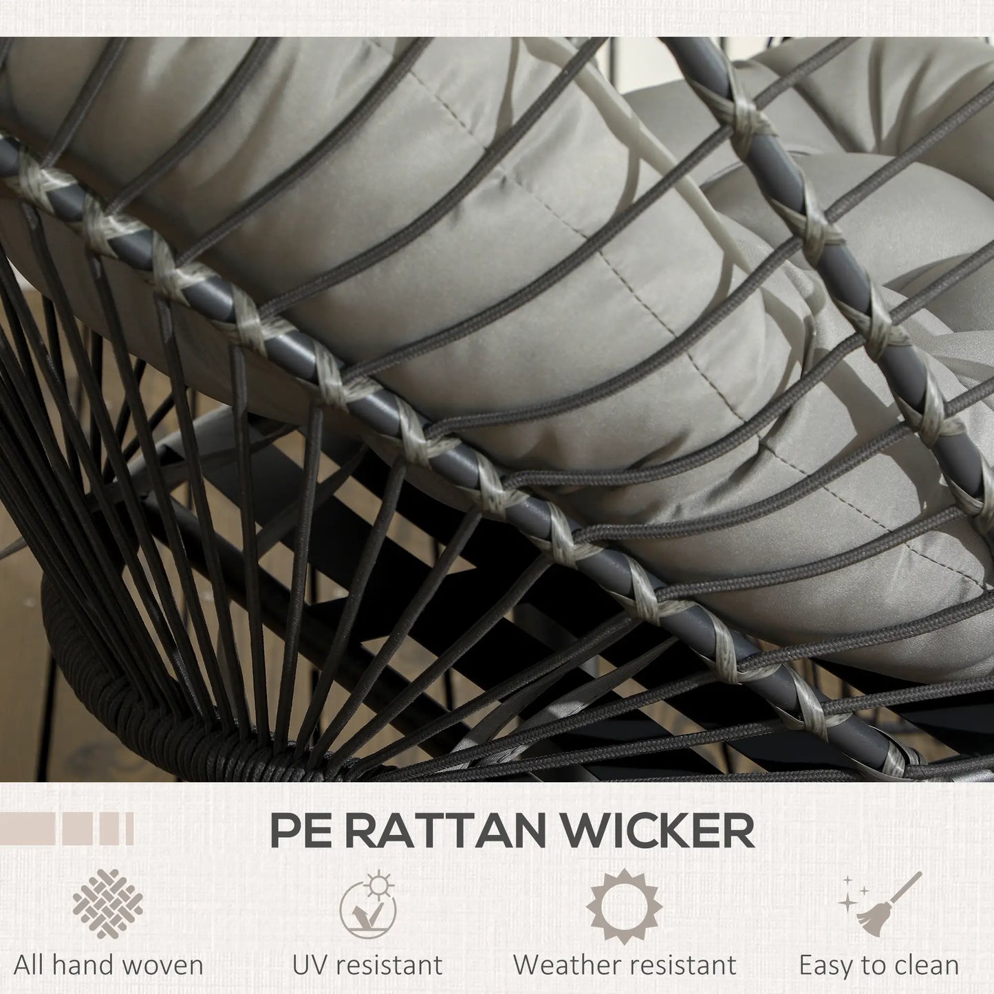 Hanging Egg Chair With Stand, Foldable Wicker Rattan Swing, Light Grey Patio Swings with Stand at Gallery Canada