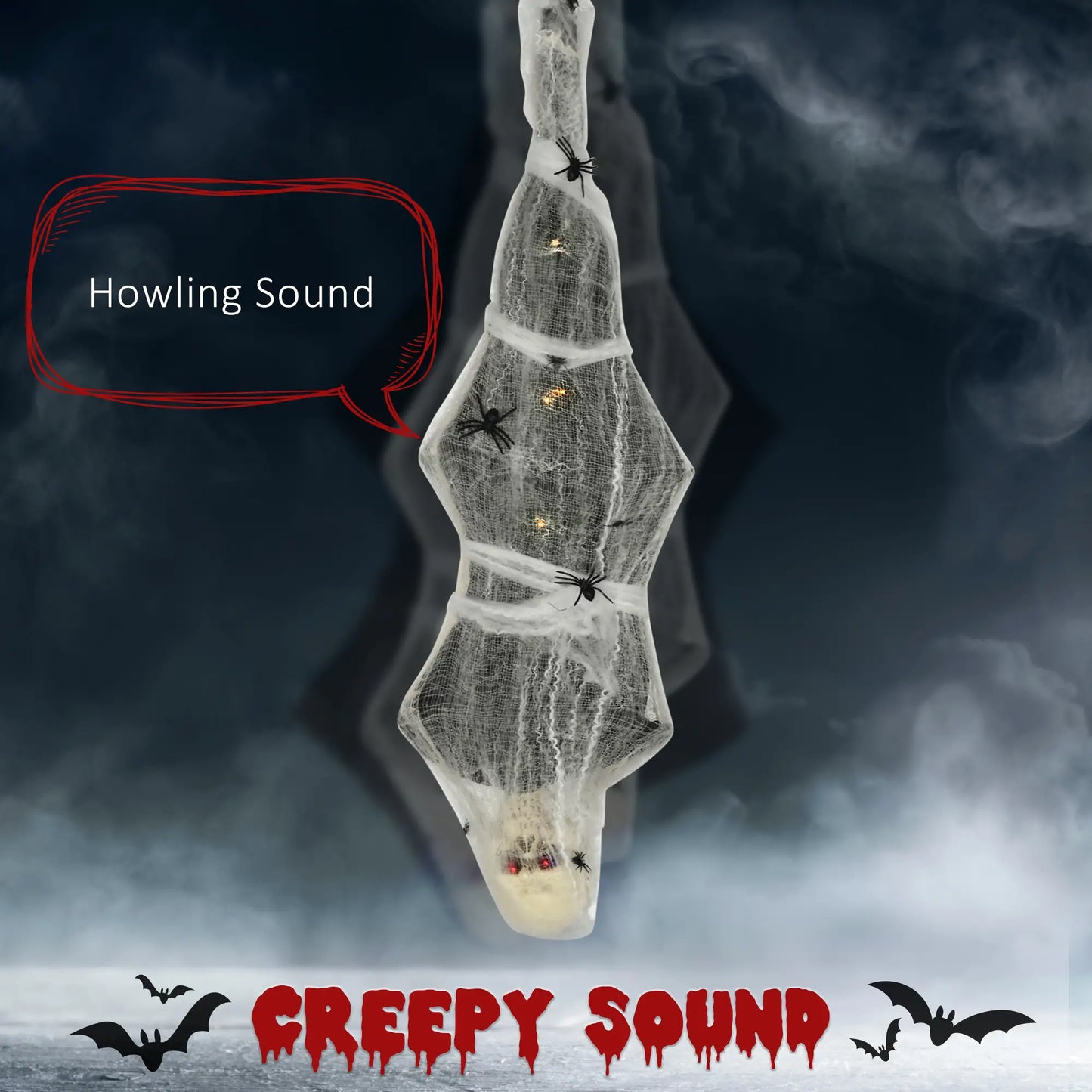 55.9 Inch Life Size Hanging Mummy with Spider Web, Animated, Motion Activated Halloween Decorations at Gallery Canada