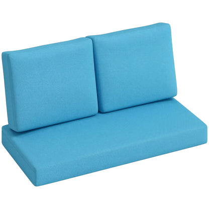 2 Seater 5" Thick Outdoor Seat Cushions, 7" Backrest, Turquoise Patio Chair Cushions at Gallery Canada