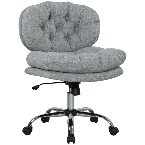 Armless Office Chair, Wide Padded Seat, Adjustable Height, Tilt Function, Grey
