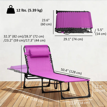 Outdoor Folding Lounge Chair, 4-Level Adjustable, Purple Lounger Chairs at Gallery Canada