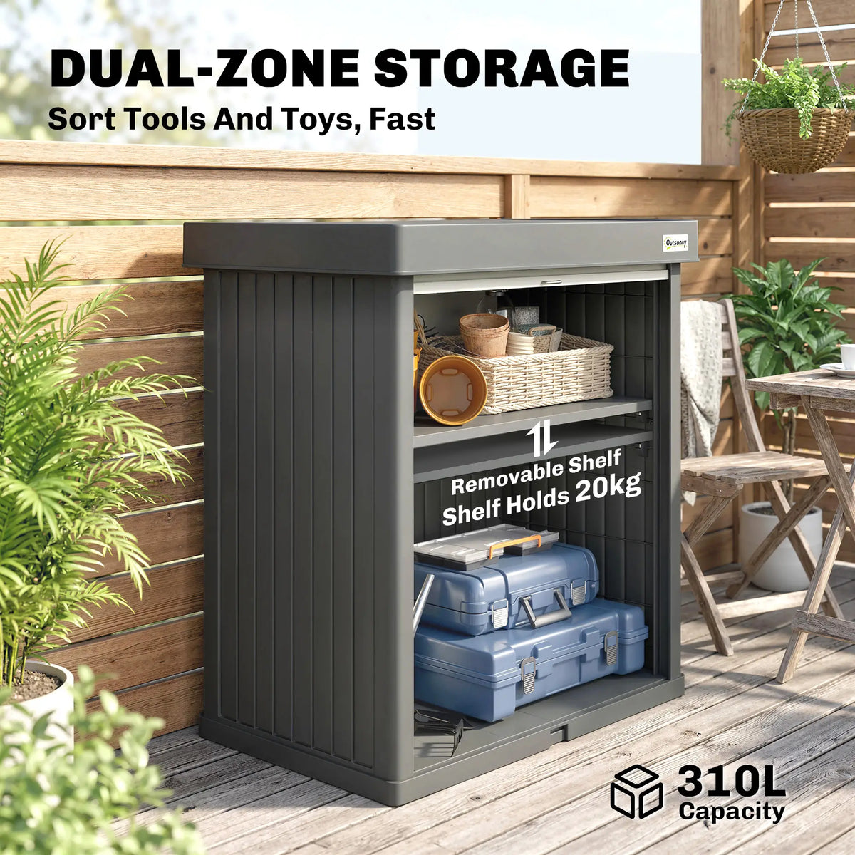 82 Gallon Outdoor Storage Box, Splash Resistant, UV Resistant, Grey Patio Storage Boxes at Gallery Canada