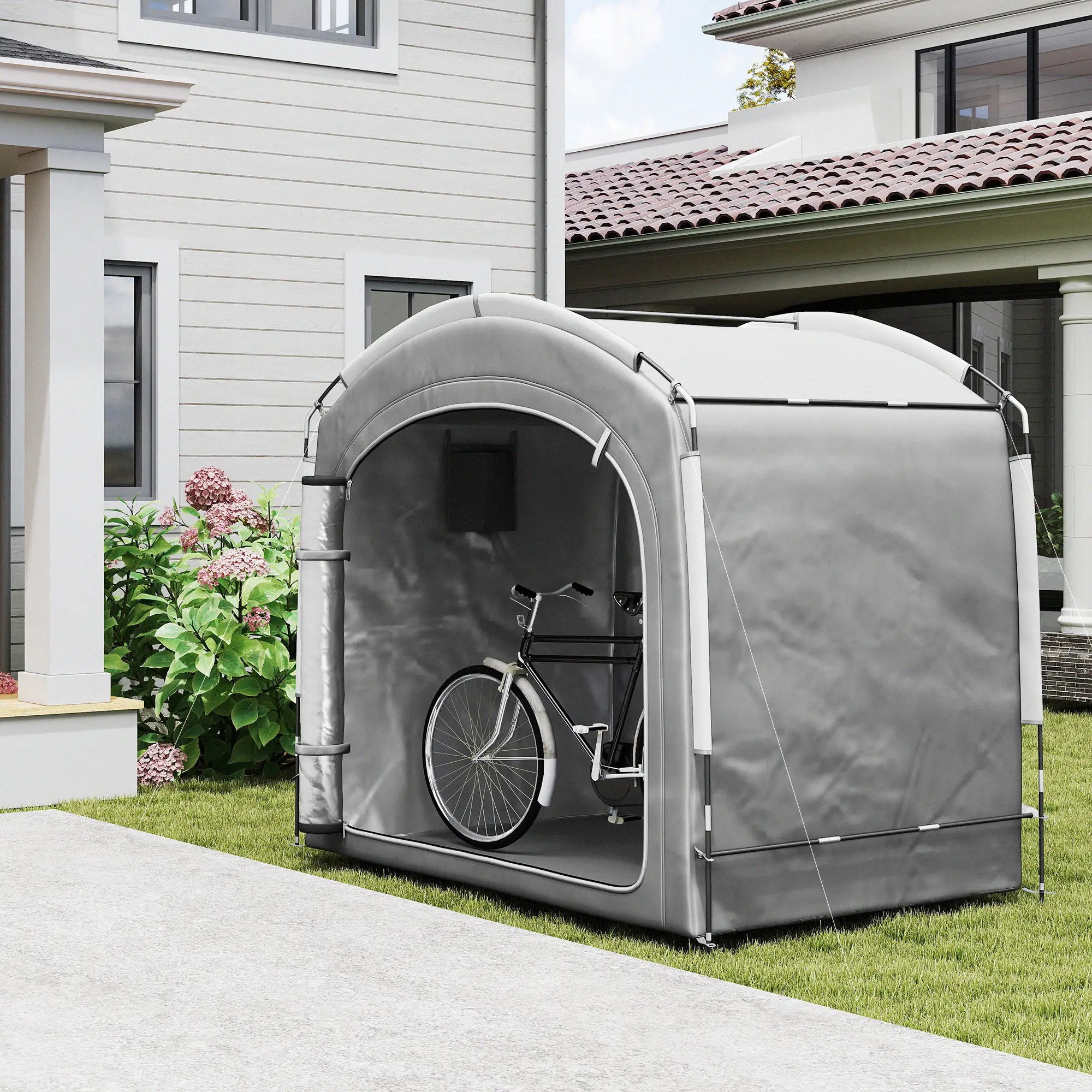 Portable Bike Storage Shed Tent, Waterproof 210D Oxford Fabric, Fits 3-4 Bicycles, Dark Grey Sheds at Gallery Canada