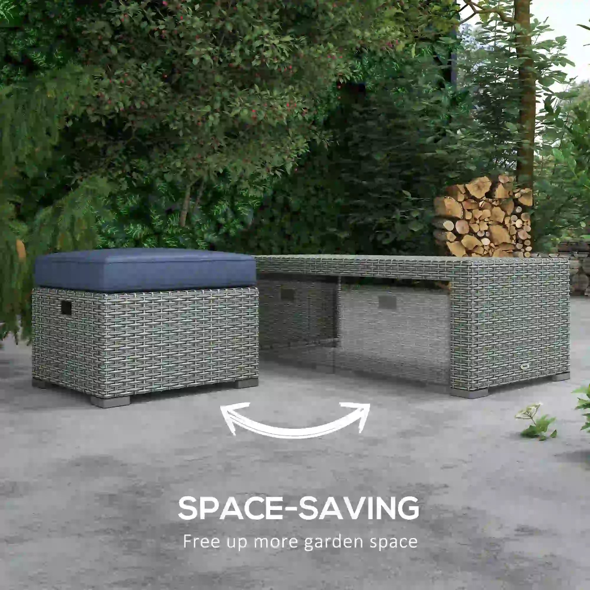6-Piece PE Wicker Patio Sectional Set, with Cushions, Dark Blue Patio Furniture Sets at Gallery Canada