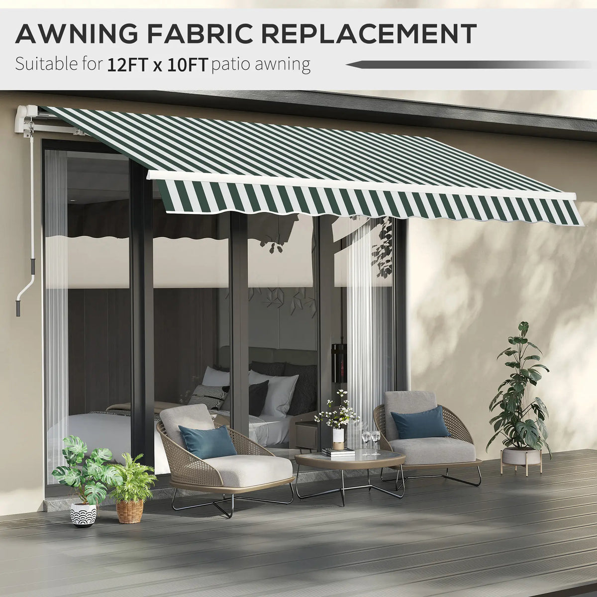 11' X 10' Retractable Awning Fabric Replacement, Uv Protection, Green And White Awning Fabric Replacement at Gallery Canada