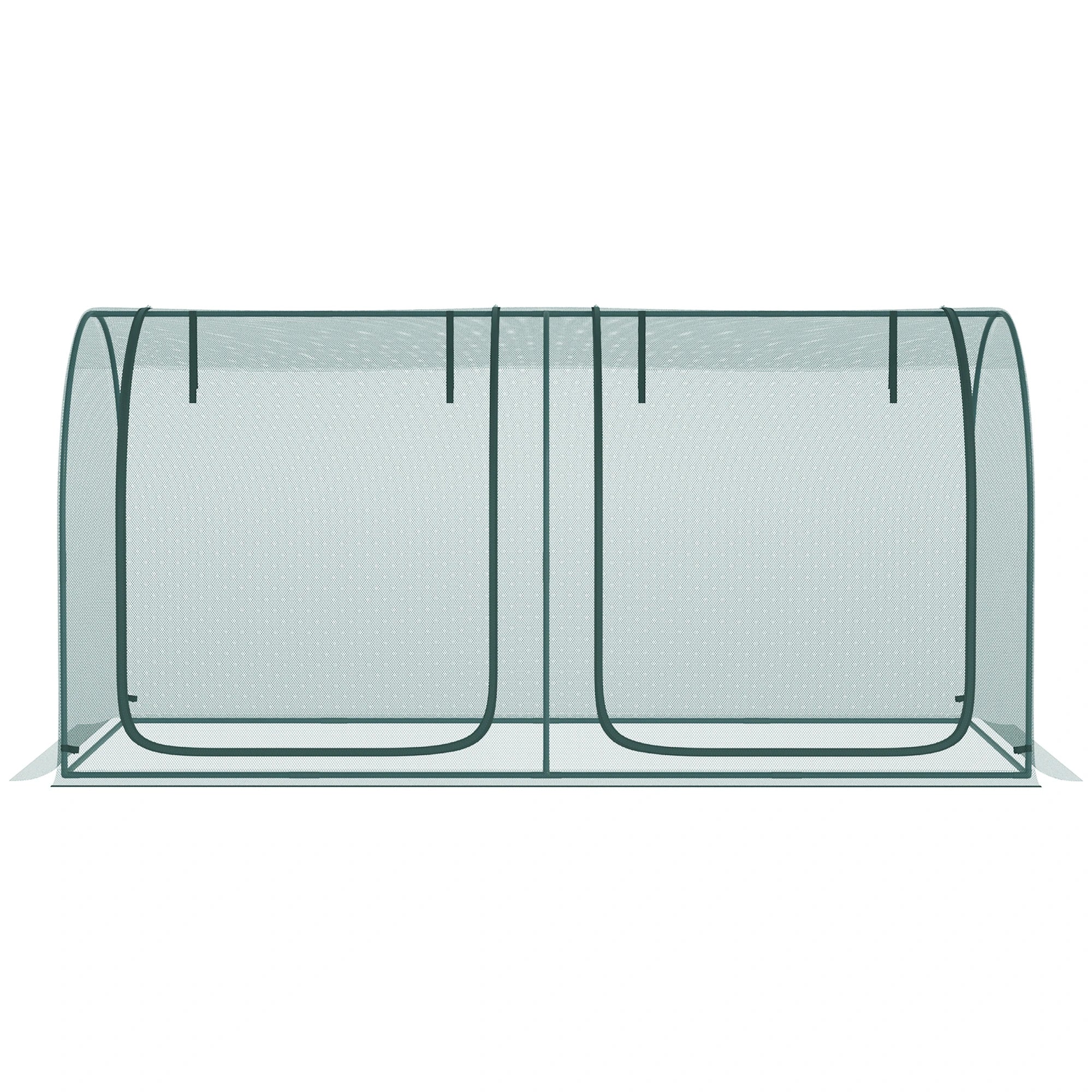 8' x 4' Crop Cage, Plant Protection Tent, 2 Zippered Doors, 4 Stakes, Dark Green Walk In Greenhouses at Gallery Canada