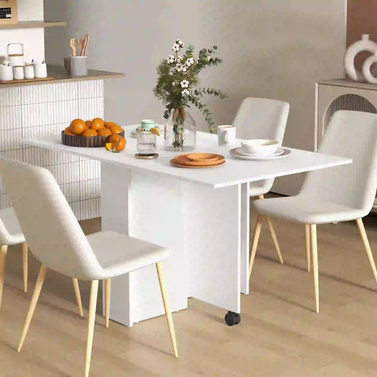 55" Folding Dining Table, Drop Leaf, Storage Shelves, White Bar Tables & Dining Tables White at Gallery Canada