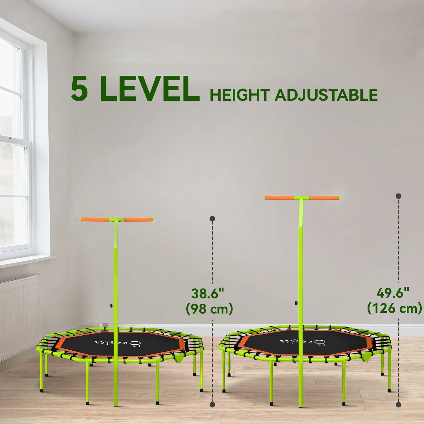 50" Foldable Mini Trampoline, Fitness Rebounder, Adjustable Handle Bar Trampolines at Gallery Canada