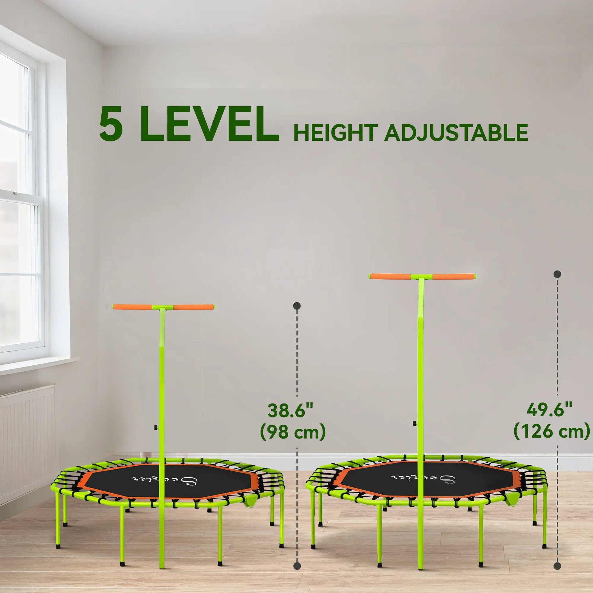 50" Foldable Mini Trampoline, Fitness Rebounder, Adjustable Handle Bar Trampolines at Gallery Canada