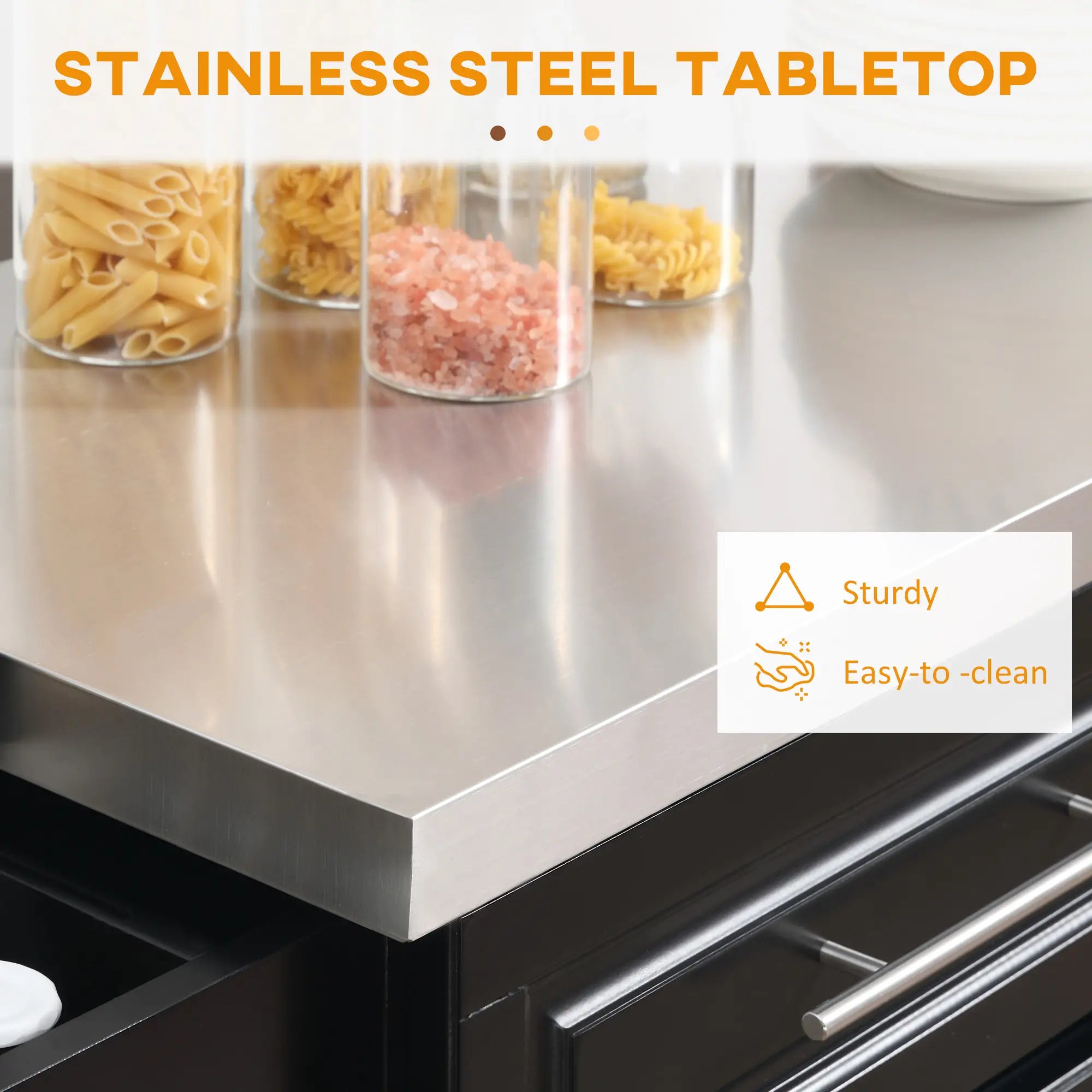 Rolling Kitchen Island with Storage and Stainless Steel Top, Kitchen Trolley with Drawers, Cabinets, Towel Rack Kitchen Islands & Kitchen Carts at Gallery Canada