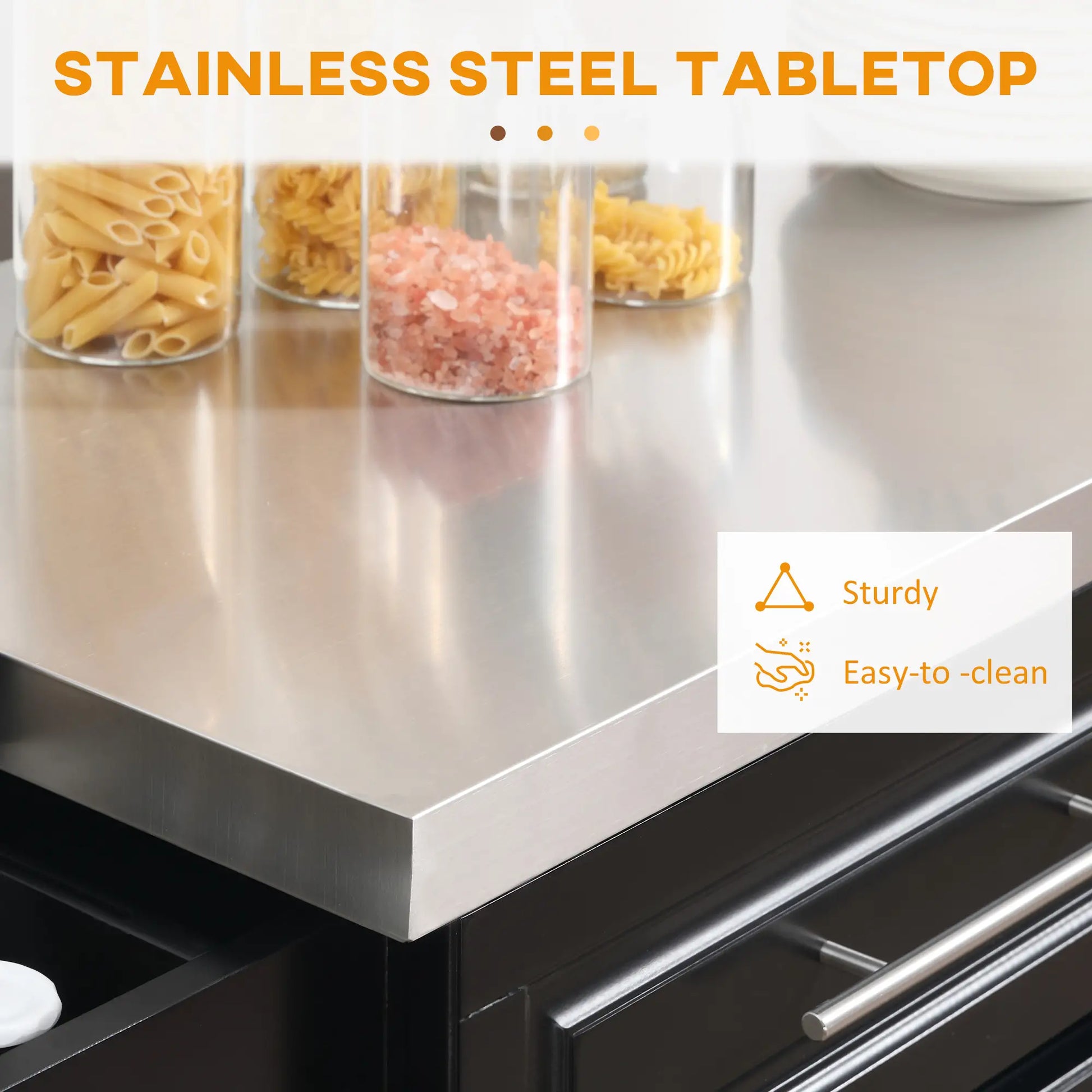 Rolling Kitchen Island with Storage and Stainless Steel Top, Kitchen Trolley with Drawers, Cabinets, Towel Rack Kitchen Islands & Kitchen Carts at Gallery Canada