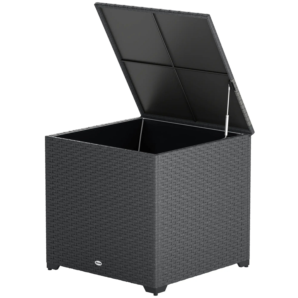 67 Gallon Rattan Deck Box, Waterproof Zippered Liner, Grey Patio Storage Boxes Grey at Gallery Canada