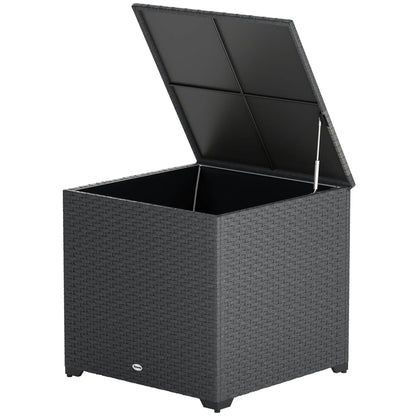 67 Gallon Rattan Deck Box, Waterproof Zippered Liner, Grey Patio Storage Boxes Grey at Gallery Canada