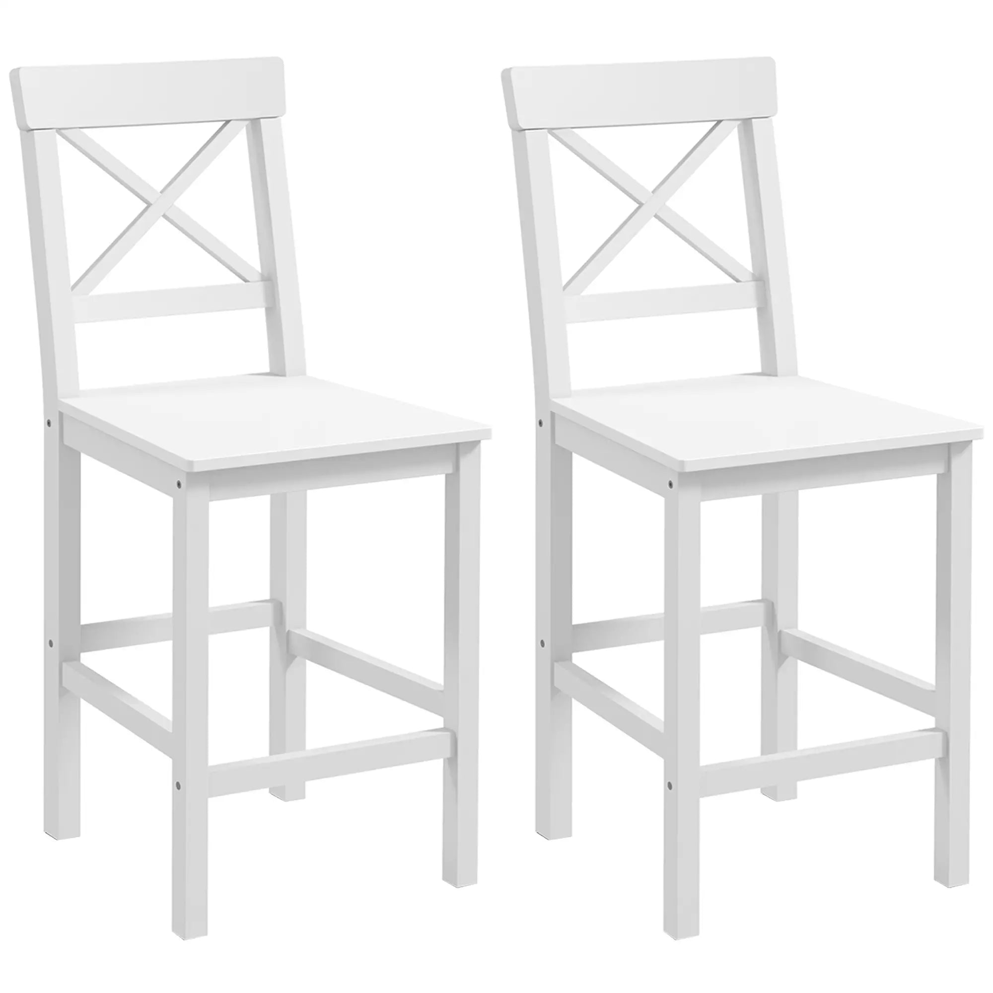 Counter Height Stools Set of 2, Farmhouse Bar Stools, Solid Wood, White Bar Stools at Gallery Canada