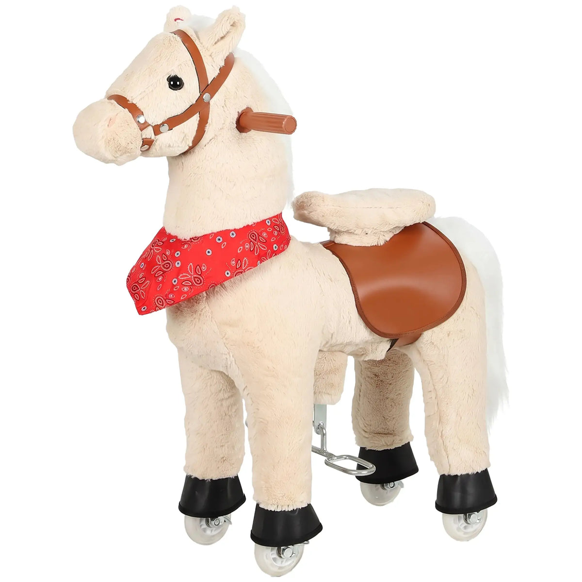 Kids Ride On Horse Toy, Plush Pony, Light Brown