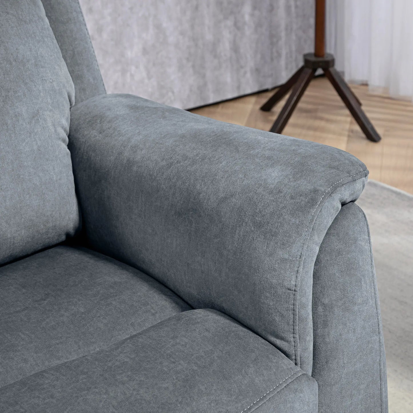 Manual Recliner Chair with Vibration Massage, Reclining Chair for Living Room with Side Pockets, Dark Grey Sofas & Reclining Chairs at Gallery Canada