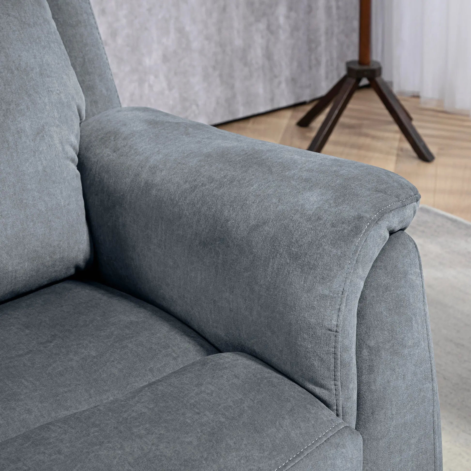 Manual Recliner Chair with Vibration Massage, Reclining Chair for Living Room with Side Pockets, Dark Grey Sofas & Reclining Chairs at Gallery Canada