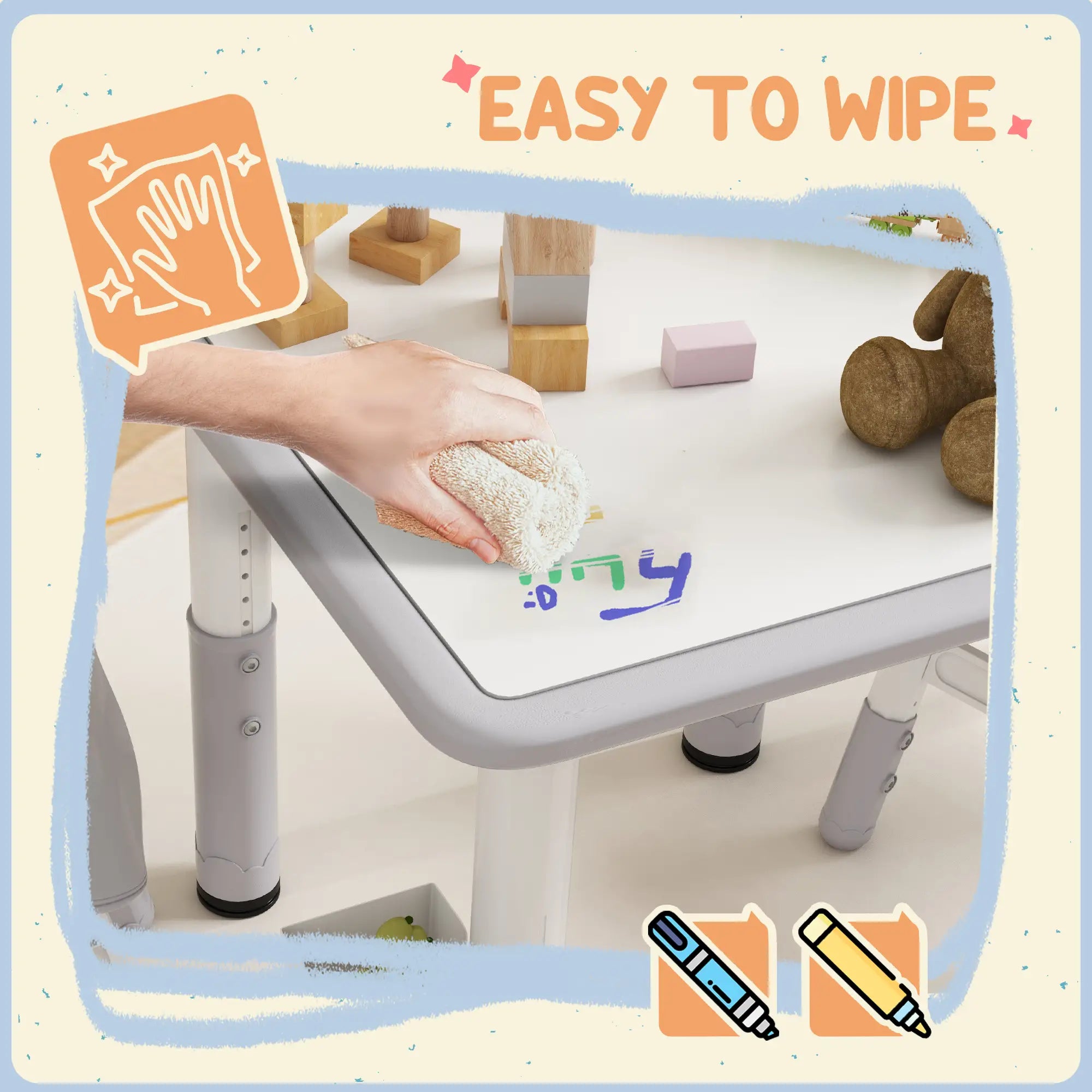 Toddler Table and Chair Set, Adjustable Height, Storage, Grey Kids Table Sets at Gallery Canada