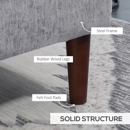 Modern Corner Couch with Right Chaise Lounge, Tufted 3-Seater Sofa with Wooden Legs for Living Room, Grey