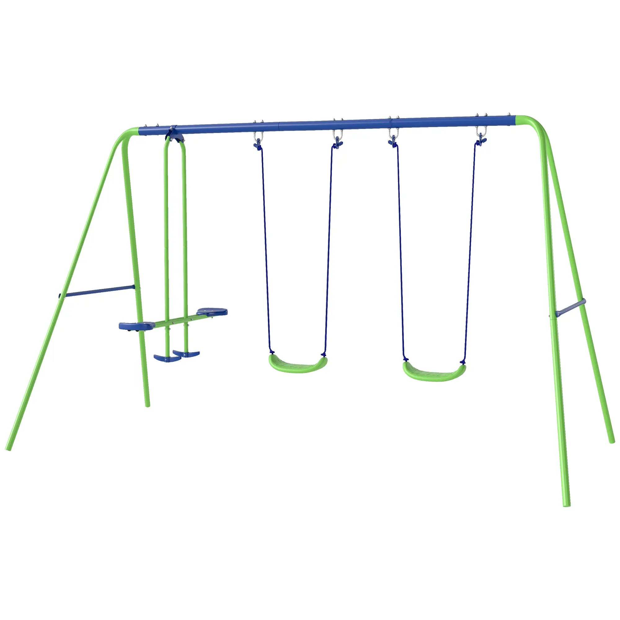 3 in 1 Metal Swing Set, Double Swings, Glider, Green Gym Sets & Swings Green at Gallery Canada
