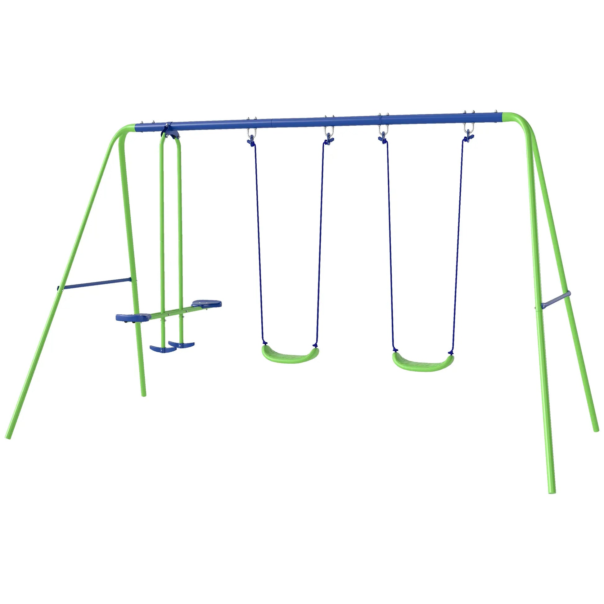 3 in 1 Metal Swing Set, Double Swings, Glider, Green Gym Sets & Swings Green at Gallery Canada