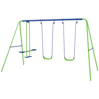 3 in 1 Metal Swing Set, Double Swings, Glider, Green Gym Sets & Swings Green at Gallery Canada
