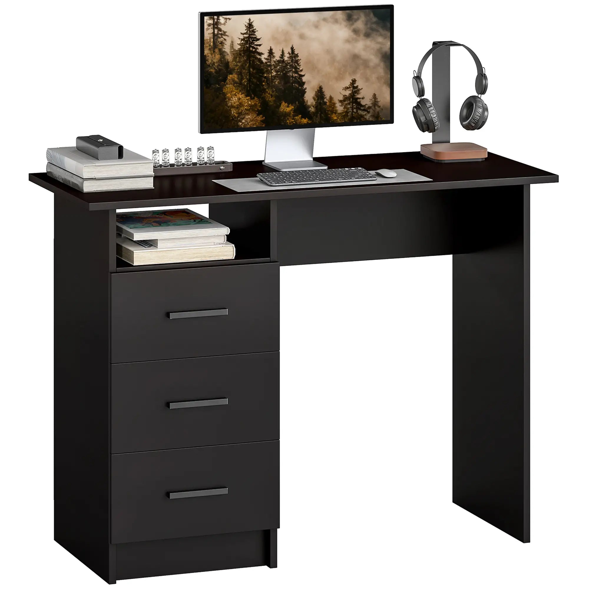 Computer Desk with Storage, 39 Inch, Black Computer Desks at Gallery Canada