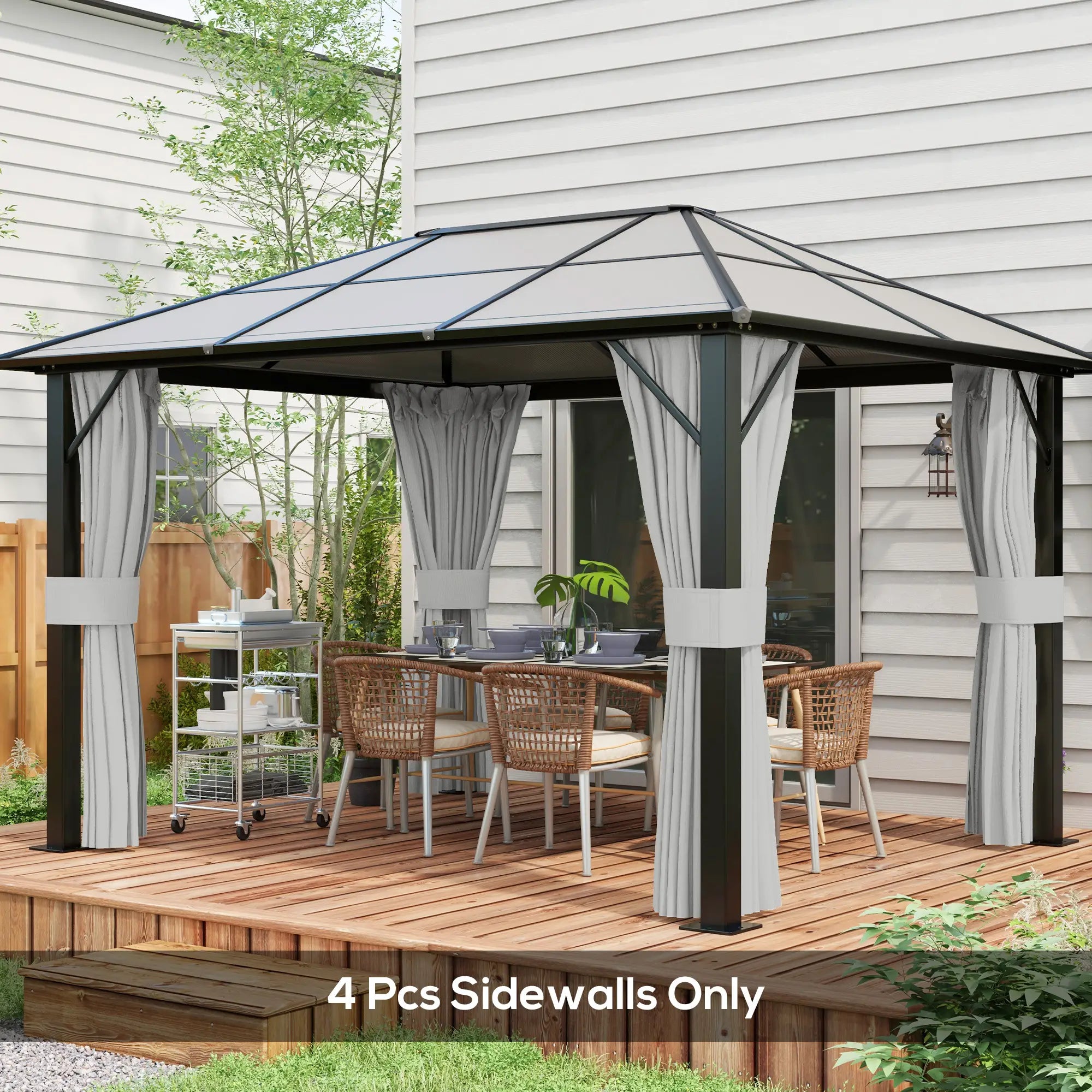 Gazebo Replacement Sidewalls, 4-Panel Privacy Wall, 10' x 12', Light Grey Gazebo Sidewalls at Gallery Canada