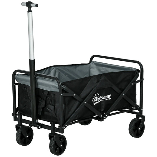 Steel Frame Folding Garden Cart, Collapsible Wagon, Telescopic Handle Folding Garden Carts Black and Grey at Gallery Canada