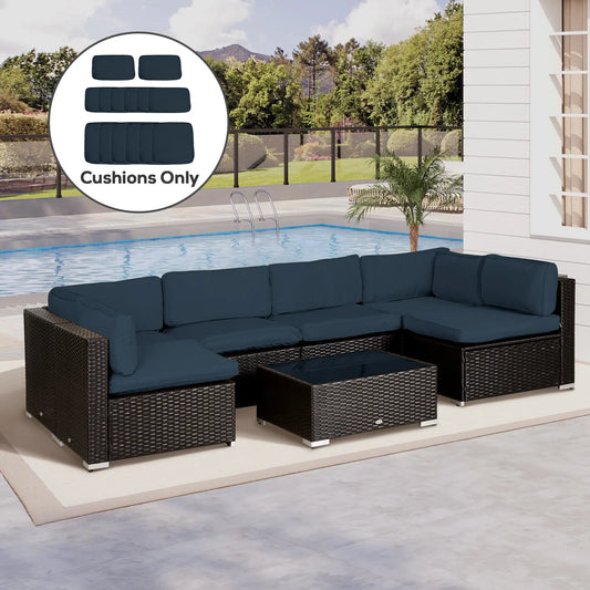 Outdoor Rattan Sofa Set Cushion Cover, Polyester, No Cushion Patio Chair Cushions Dark Blue at Gallery Canada