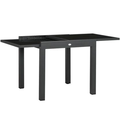63" Extendable Outdoor Dining Table, Aluminum Frame, Tempered Glass, Black Patio Dinning Tables at Gallery Canada