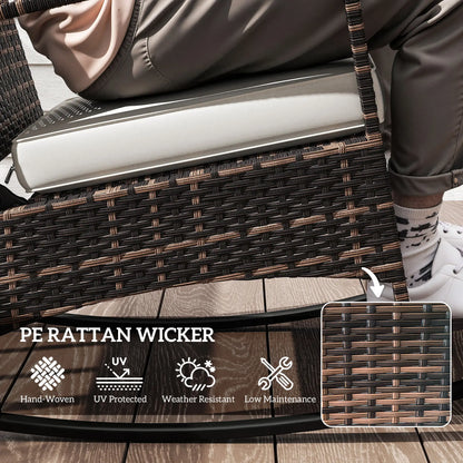 3 Piece Rocking Bistro Set, Wicker Patio Furniture, White Bistro Sets at Gallery Canada