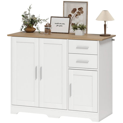 40" Sideboard Buffet Cabinet, Modern Kitchen Storage Cabinet with 2 Drawers, 3 Doors &; Adjustable Shelf, White Storage Cabinets White, Natural Wood at Gallery Canada