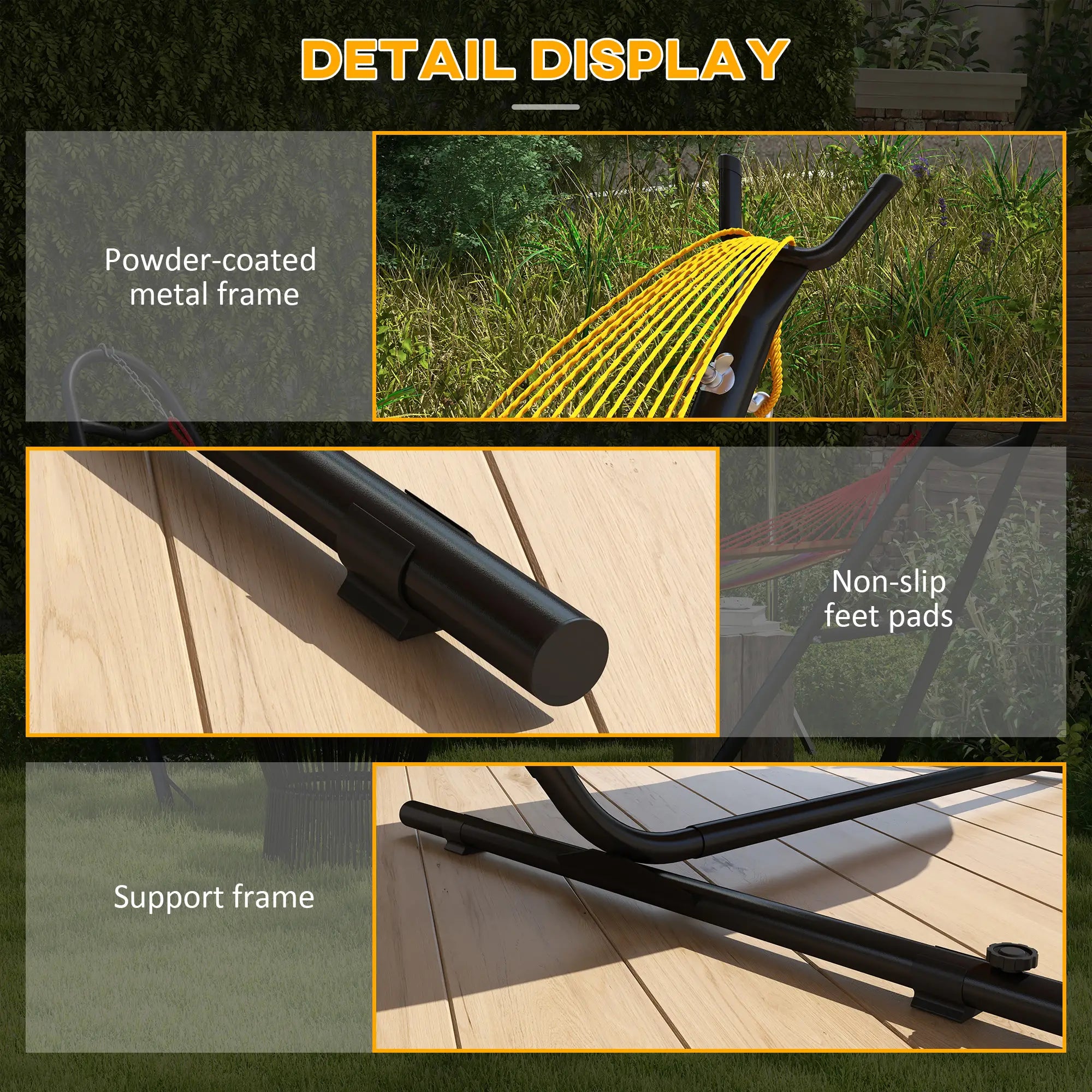 10' Hammock Stand With Side Tray, Steel Frame, Black Hammock Stands at Gallery Canada