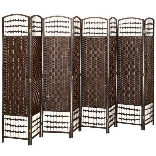 8 Panel Folding Room Divider, Portable Privacy Screen, Brown Room Dividers Brown at Gallery Canada