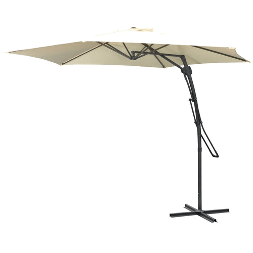 10ft Cantilever Patio Umbrella, Crank Handle, Cross Base, Cream White