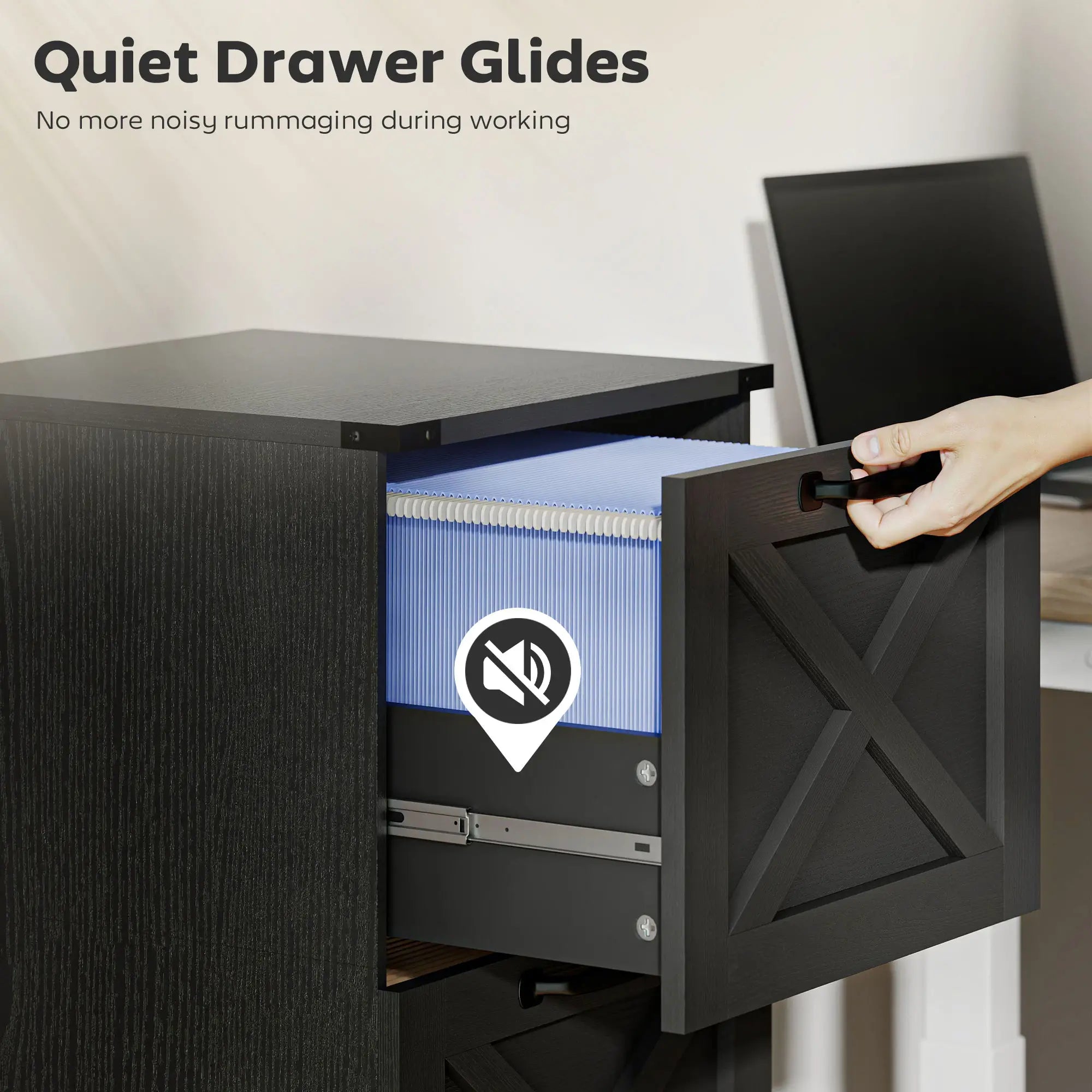 2-Drawer File Cabinet, Silent Slides, Vertical Farmhouse, Black Office Cabinets & Cupboards at Gallery Canada